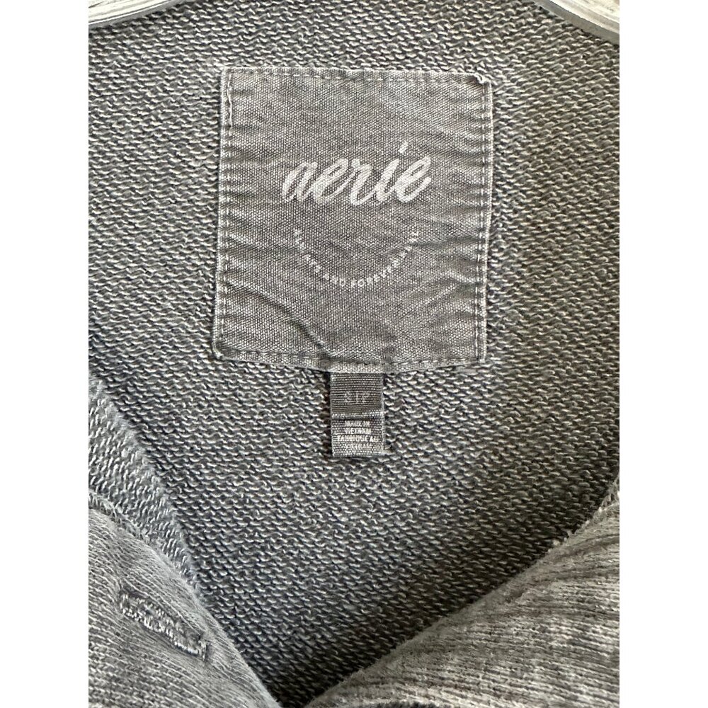 aerie Charcoal Gray Pullover Button-Front Sweatshirt - Picture 2 of 4